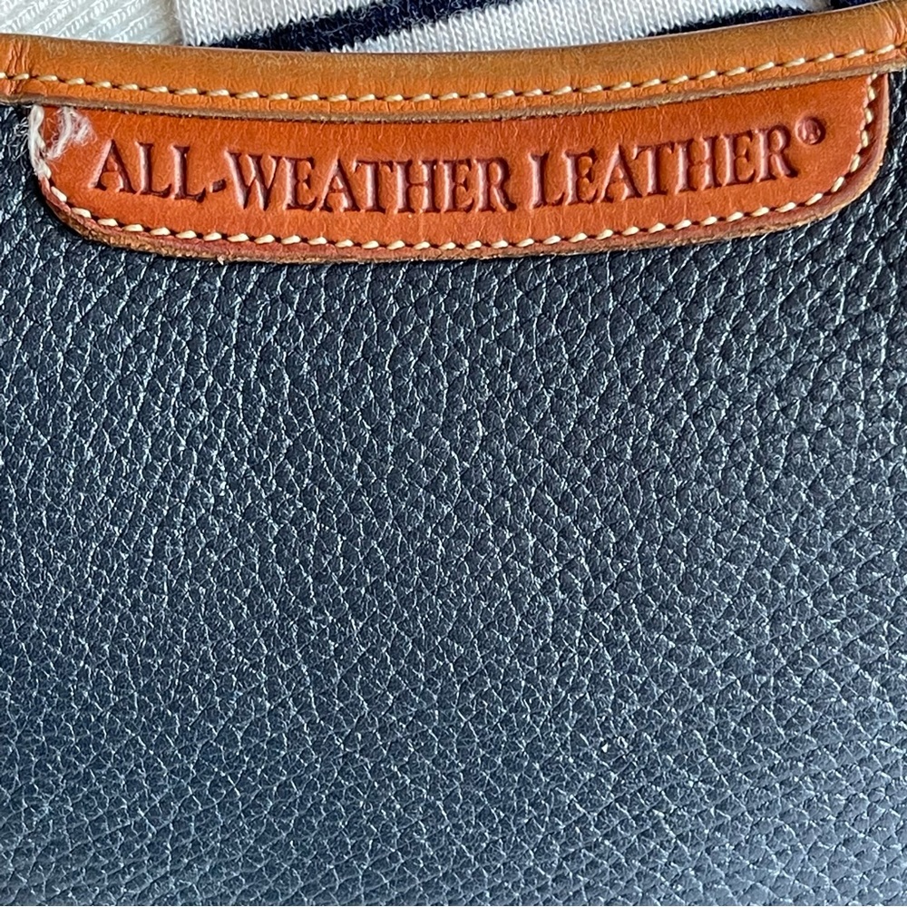 Dooney & Bourke Vintage Blue Pebbled Leather with Brown Trim Flap Shoulder Bag - Picture 10 of 16